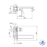 Baterija za lavabo zidna S2 BLACK - 231401B ROSAN - Slika 2